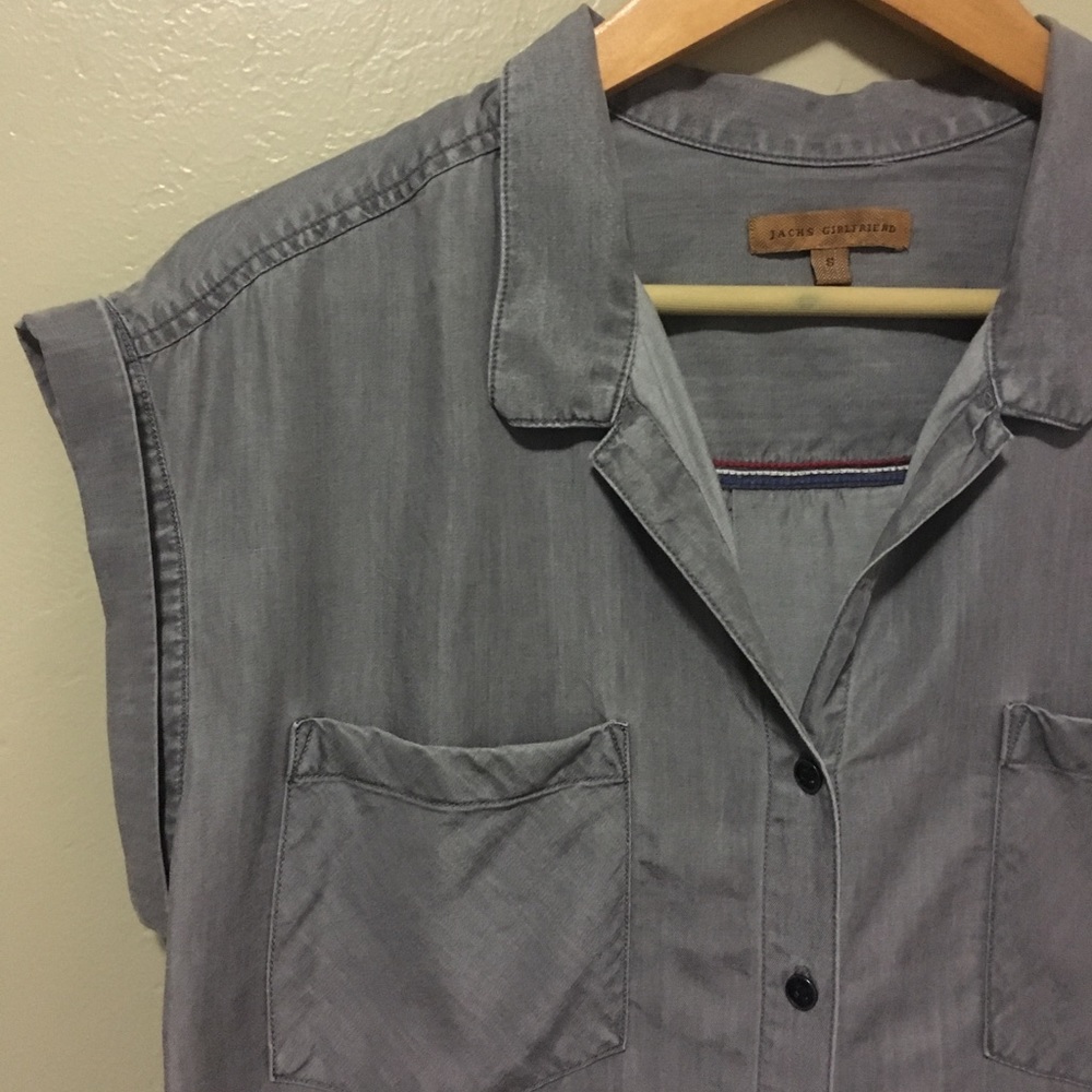 Jach’s Girlfriend gray denim Button up tunic